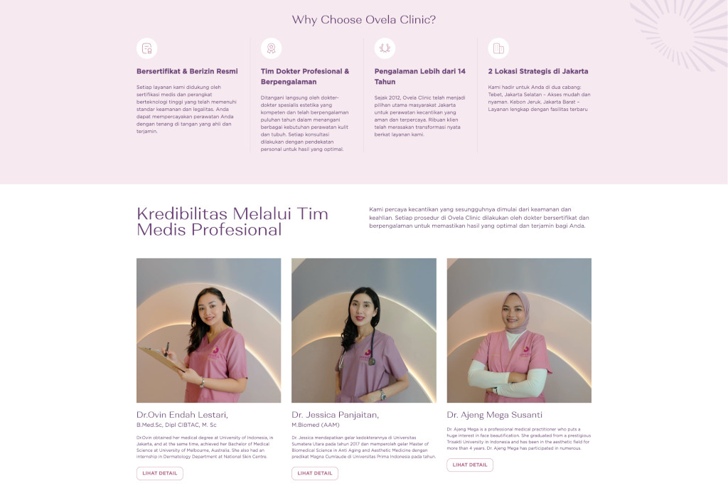 Ovela Clinic page example