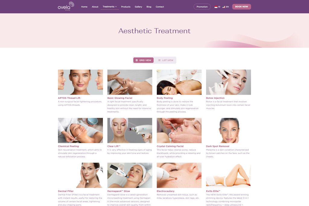 Ovela Clinic treatment page example